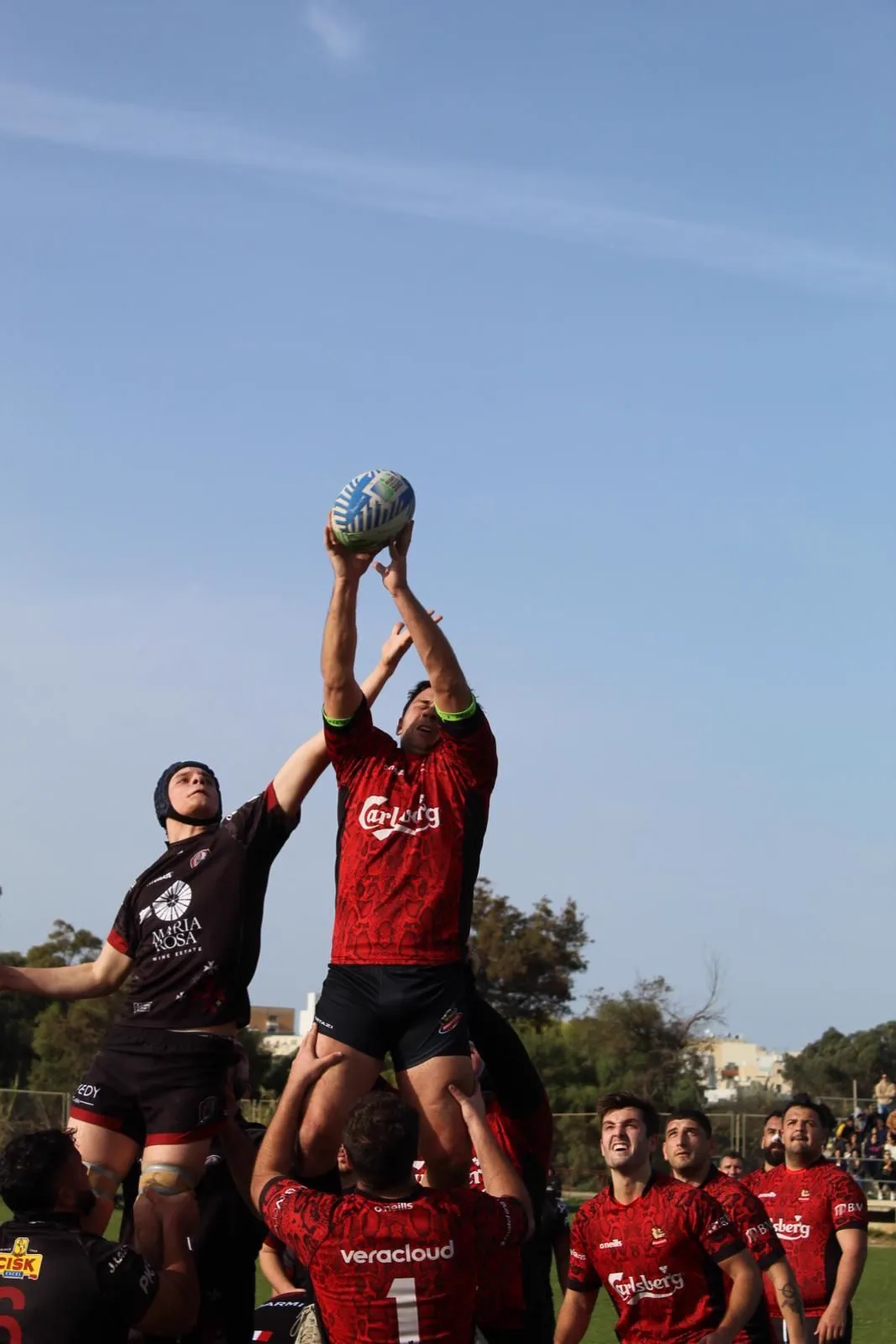 Stompers Rugby team in action during a match in Malta